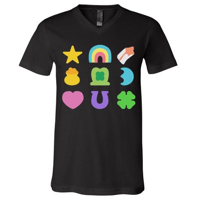 Lucky Cereal Marshmallow Shapes Magically Charms Delicious V-Neck T-Shirt