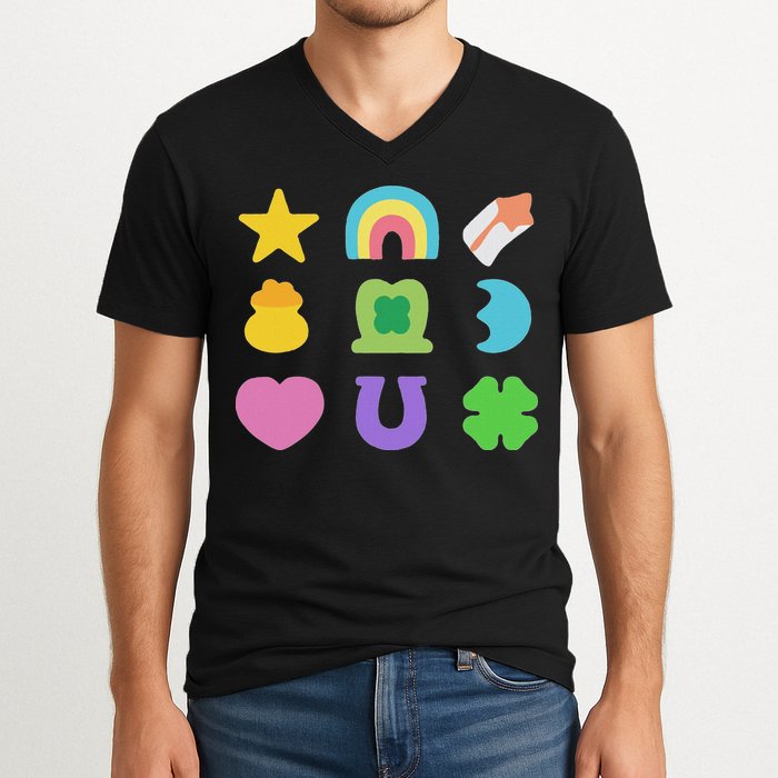 Lucky Cereal Marshmallow Shapes Magically Charms Delicious V-Neck T-Shirt