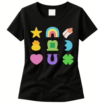 Lucky Cereal Marshmallow Shapes Magically Charms Delicious Womens T-Shirt
