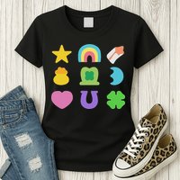 Lucky Cereal Marshmallow Shapes Magically Charms Delicious Womens T-Shirt