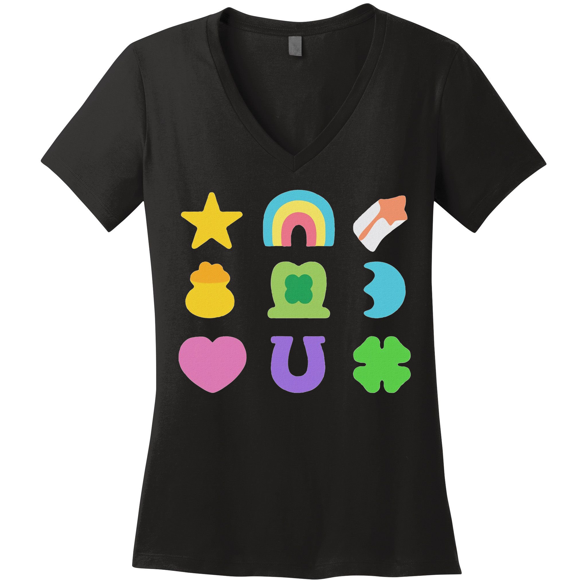 Lucky Cereal Marshmallow Shapes Magically Charms Delicious Women's V-Neck T-Shirt