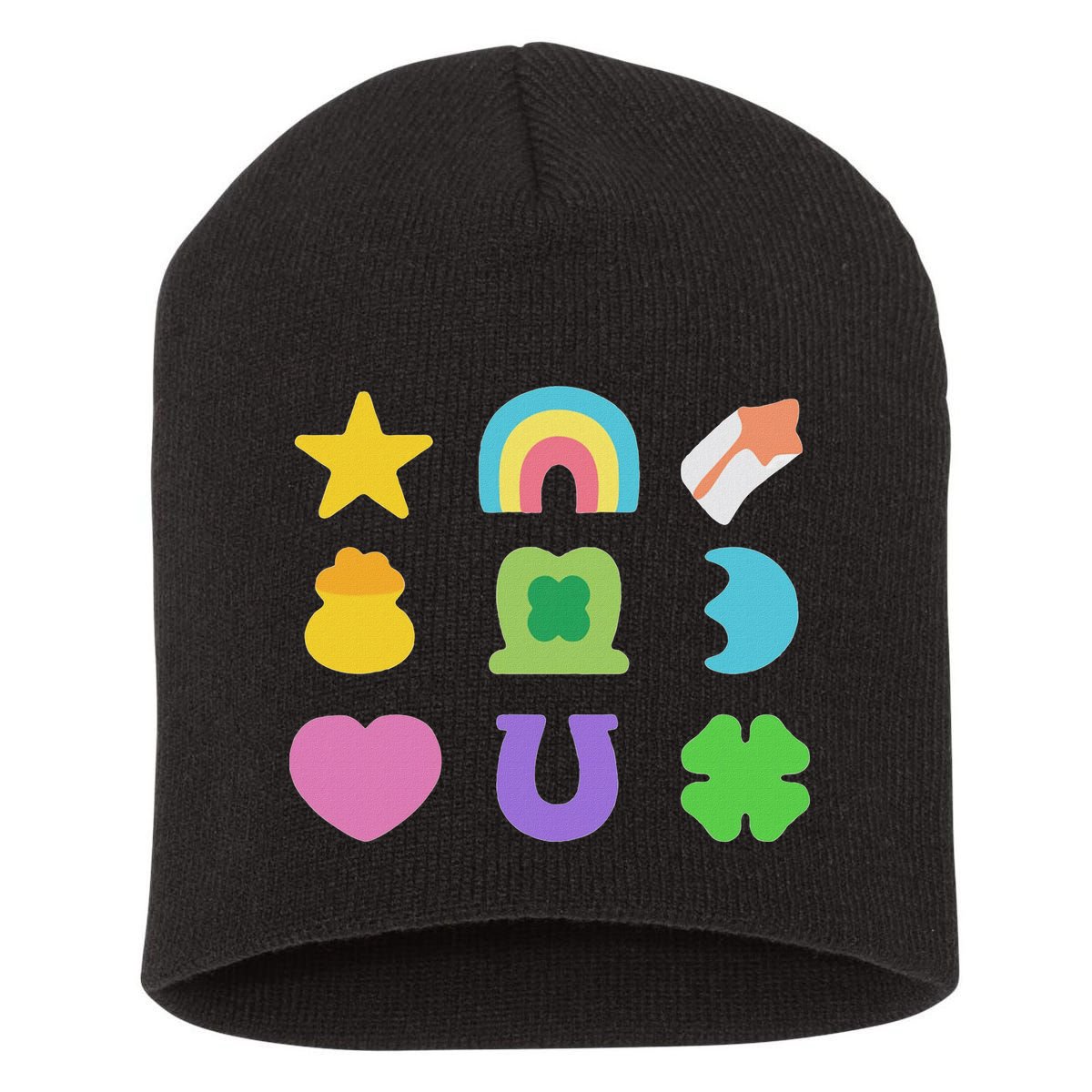 Lucky Cereal Marshmallow Shapes Magically Charms Delicious Short Acrylic Beanie