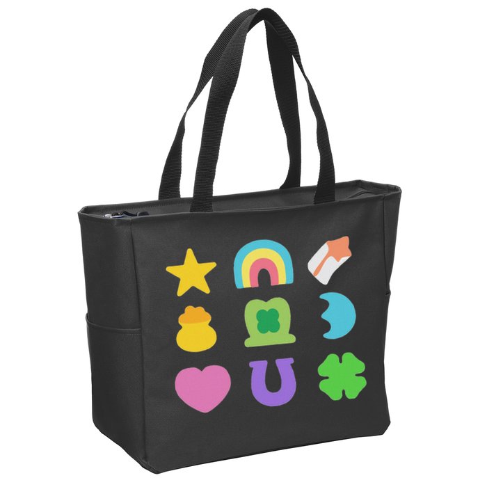 Lucky Cereal Marshmallow Shapes Magically Charms Delicious Zip Tote Bag