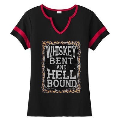 Leopard Country Music Whiskey Bent And Hell Bound Ladies Halftime Notch Neck Tee