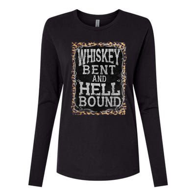 Leopard Country Music Whiskey Bent And Hell Bound Womens Cotton Relaxed Long Sleeve T-Shirt