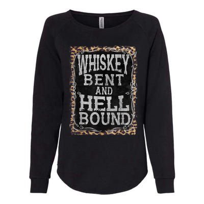 Leopard Country Music Whiskey Bent And Hell Bound Womens California Wash Sweatshirt