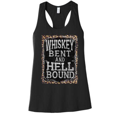 Leopard Country Music Whiskey Bent And Hell Bound Women's Racerback Tank