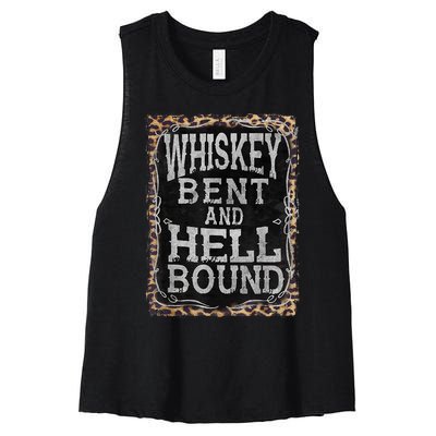 Leopard Country Music Whiskey Bent And Hell Bound Women's Racerback Cropped Tank