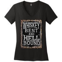 Leopard Country Music Whiskey Bent And Hell Bound Women's V-Neck T-Shirt