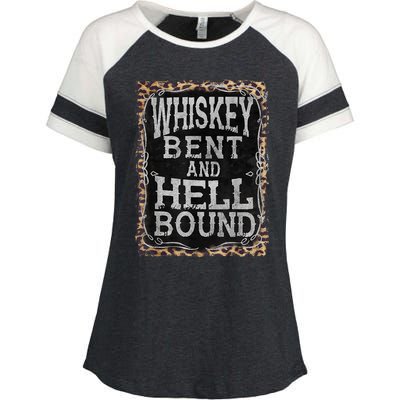 Leopard Country Music Whiskey Bent And Hell Bound Enza Ladies Jersey Colorblock Tee