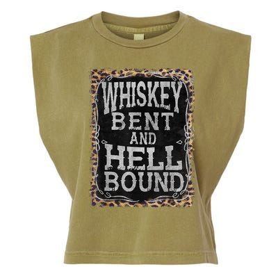 Leopard Country Music Whiskey Bent And Hell Bound Garment-Dyed Women's Muscle Tee