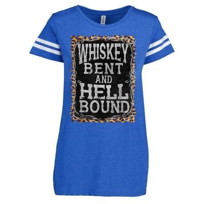 Leopard Country Music Whiskey Bent And Hell Bound Enza Ladies Jersey Football T-Shirt