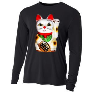 Lucky Cat Maneki Neko Japan Japanese Good Luck @ Funny Cooling Performance Long Sleeve Crew