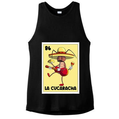La Cucaracha Mexican Bingo Card Cockroach With Taco & Beer Ladies PosiCharge Tri-Blend Wicking Tank