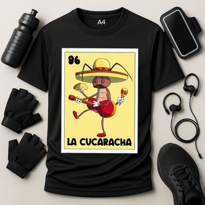 La Cucaracha Mexican Bingo Card Cockroach With Taco & Beer Cooling Performance Crew T-Shirt