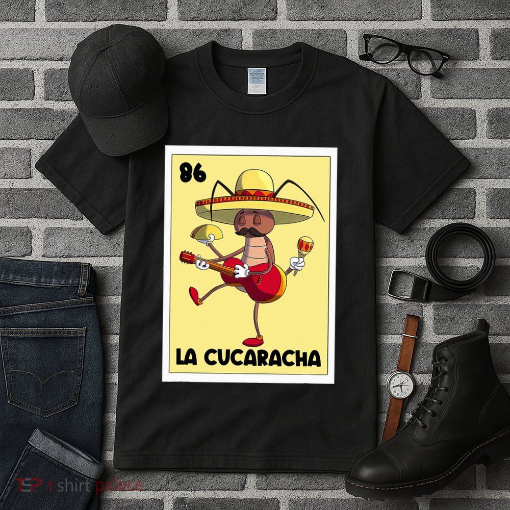 La Cucaracha Mexican Bingo Card Cockroach With Taco & Beer Tall T-Shirt