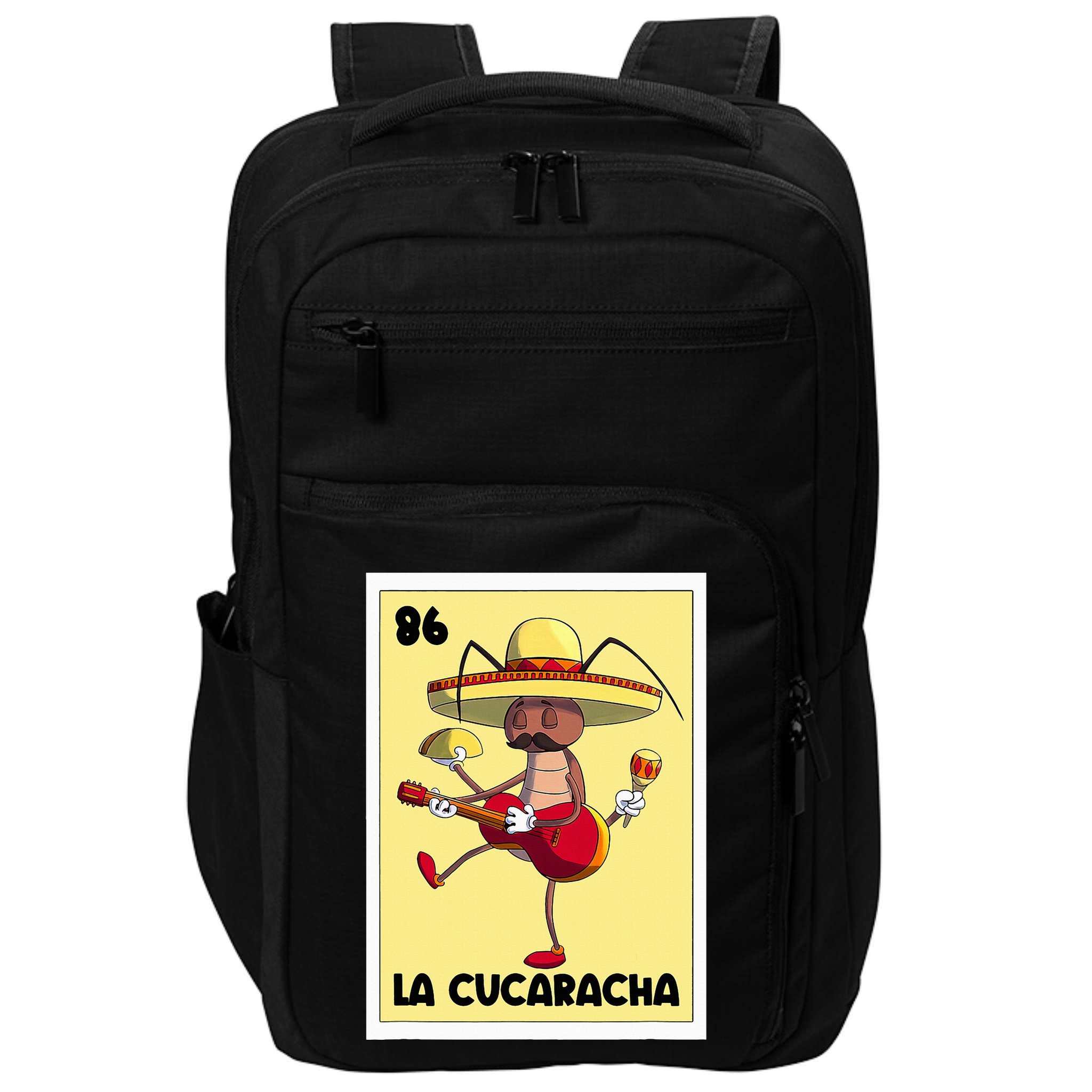 La Cucaracha Mexican Bingo Card Cockroach With Taco & Beer Impact Tech Backpack