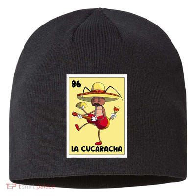 La Cucaracha Mexican Bingo Card Cockroach With Taco & Beer Sustainable Beanie
