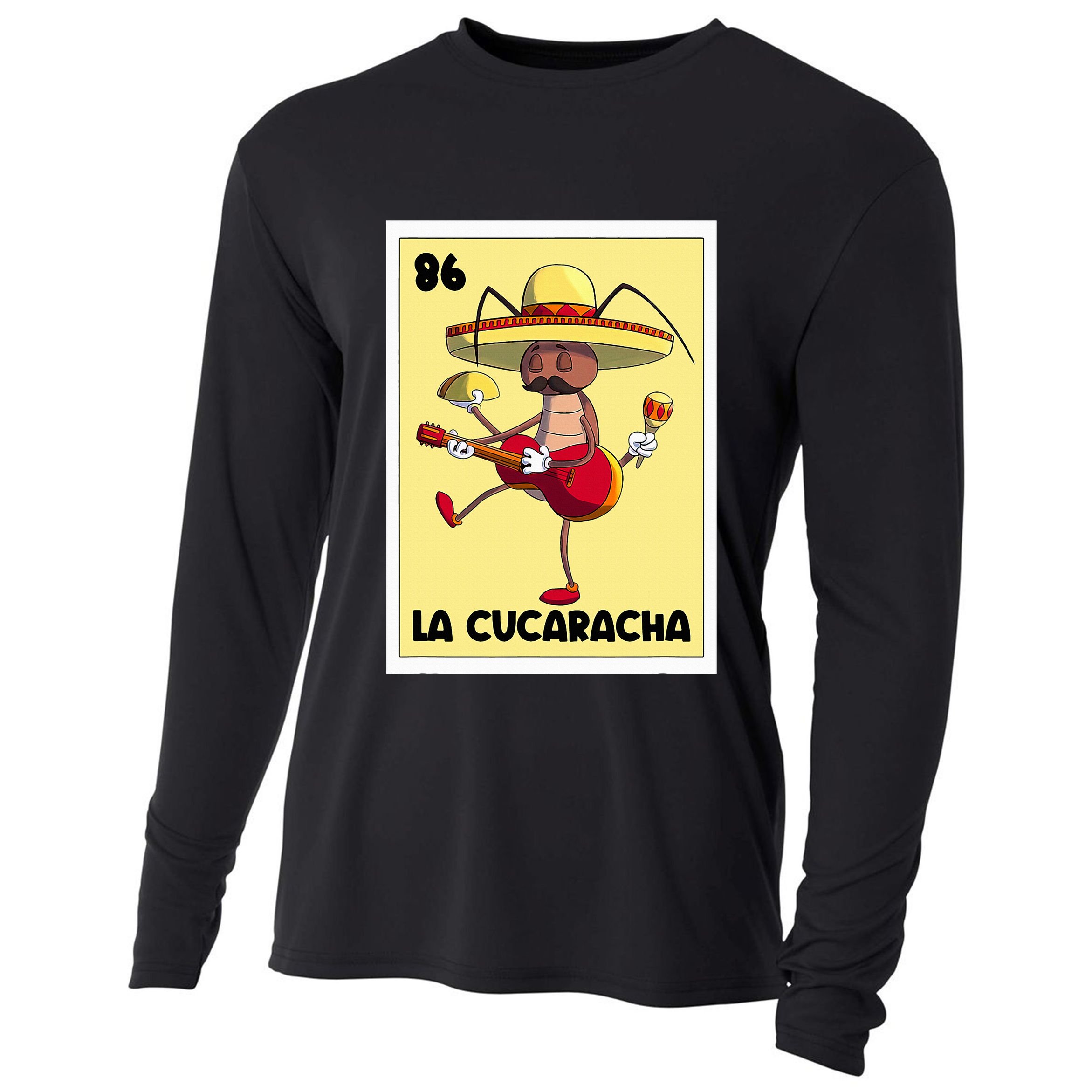 La Cucaracha Mexican Bingo Card Cockroach With Taco & Beer Cooling Performance Long Sleeve Crew