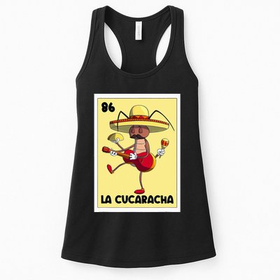 La Cucaracha Mexican Bingo Card Cockroach With Taco & Beer Womens Tank Top
