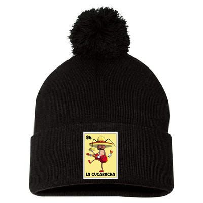 La Cucaracha Mexican Bingo Card Cockroach With Taco & Beer Pom Pom 12in Knit Beanie