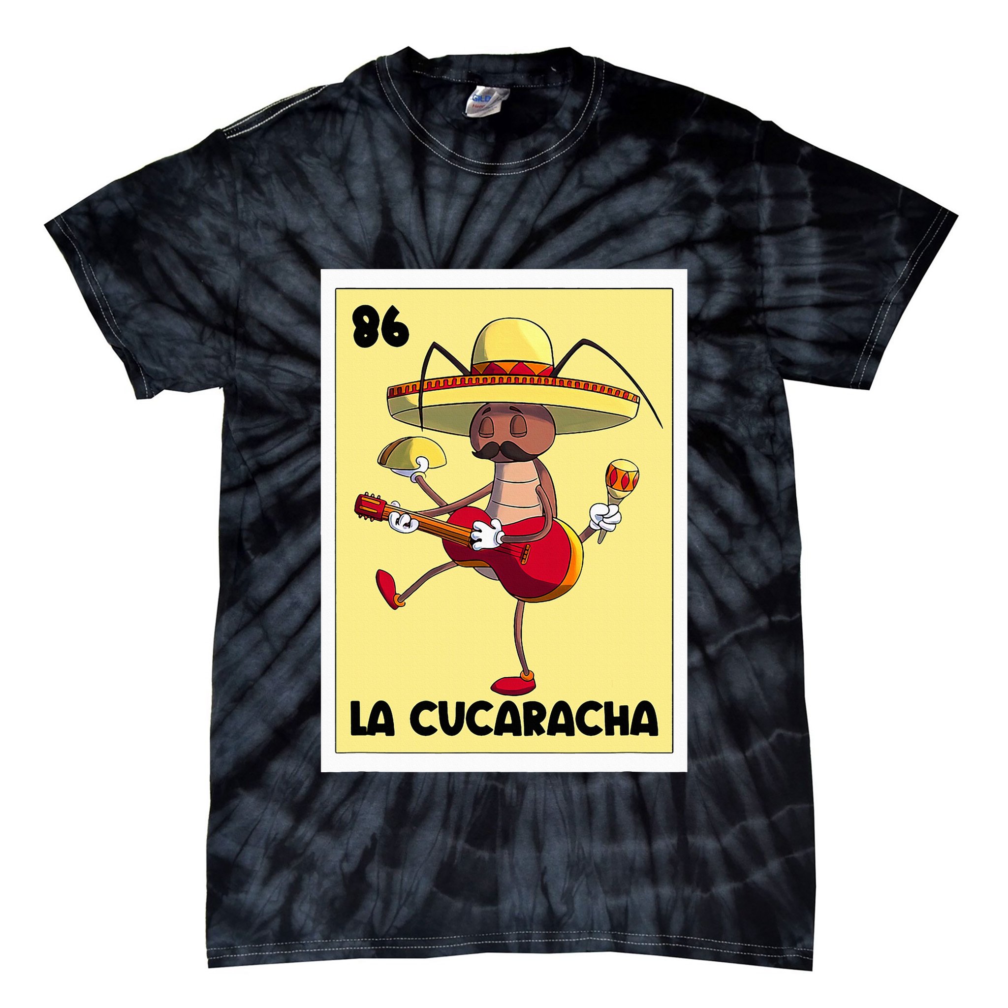 La Cucaracha Mexican Bingo Card Cockroach With Taco & Beer Tie-Dye T-Shirt