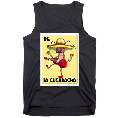 La Cucaracha Mexican Bingo Card Cockroach With Taco & Beer Tank Top