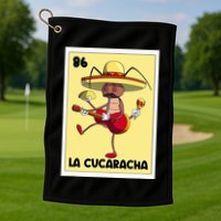 La Cucaracha Mexican Bingo Card Cockroach With Taco & Beer Golf Towel