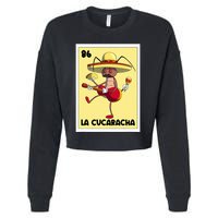 La Cucaracha Mexican Bingo Card Cockroach With Taco & Beer Cropped Pullover Crew