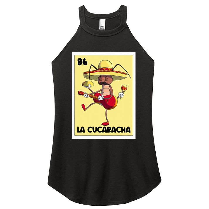 La Cucaracha Mexican Bingo Card Cockroach With Taco & Beer Women's Perfect Tri Rocker Tank