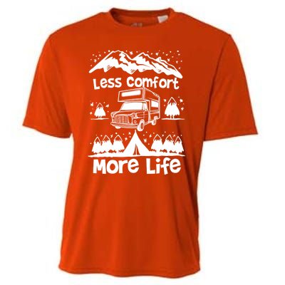 Less Comfort More Of Life Camper Van Bus Gift Cooling Performance Crew T-Shirt