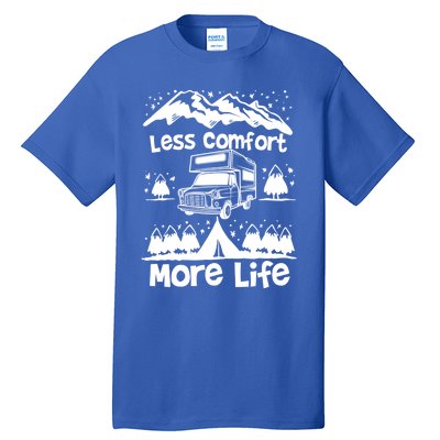 Less Comfort More Of Life Camper Van Bus Gift Tall T-Shirt