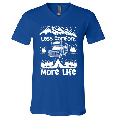 Less Comfort More Of Life Camper Van Bus Gift V-Neck T-Shirt