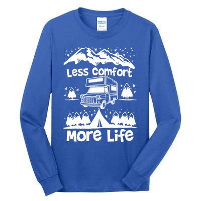 Less Comfort More Of Life Camper Van Bus Gift Tall Long Sleeve T-Shirt