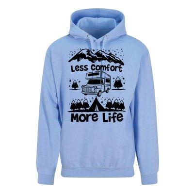 Less Comfort More Of Life Camper Van Bus Gift Unisex Surf Hoodie