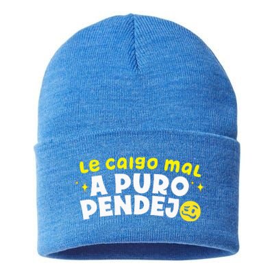 Le Caigo Mal A Puro Pendejo Funny Quote Sustainable Knit Beanie