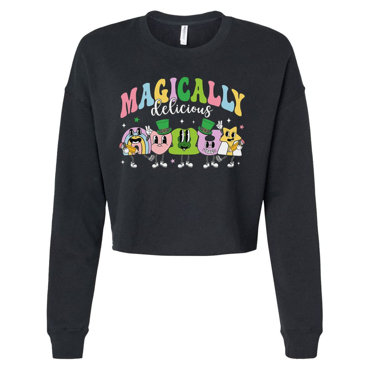 Lucky Cereal Marshmallow Shapes Magically Charms Delicious Cropped Pullover Crew