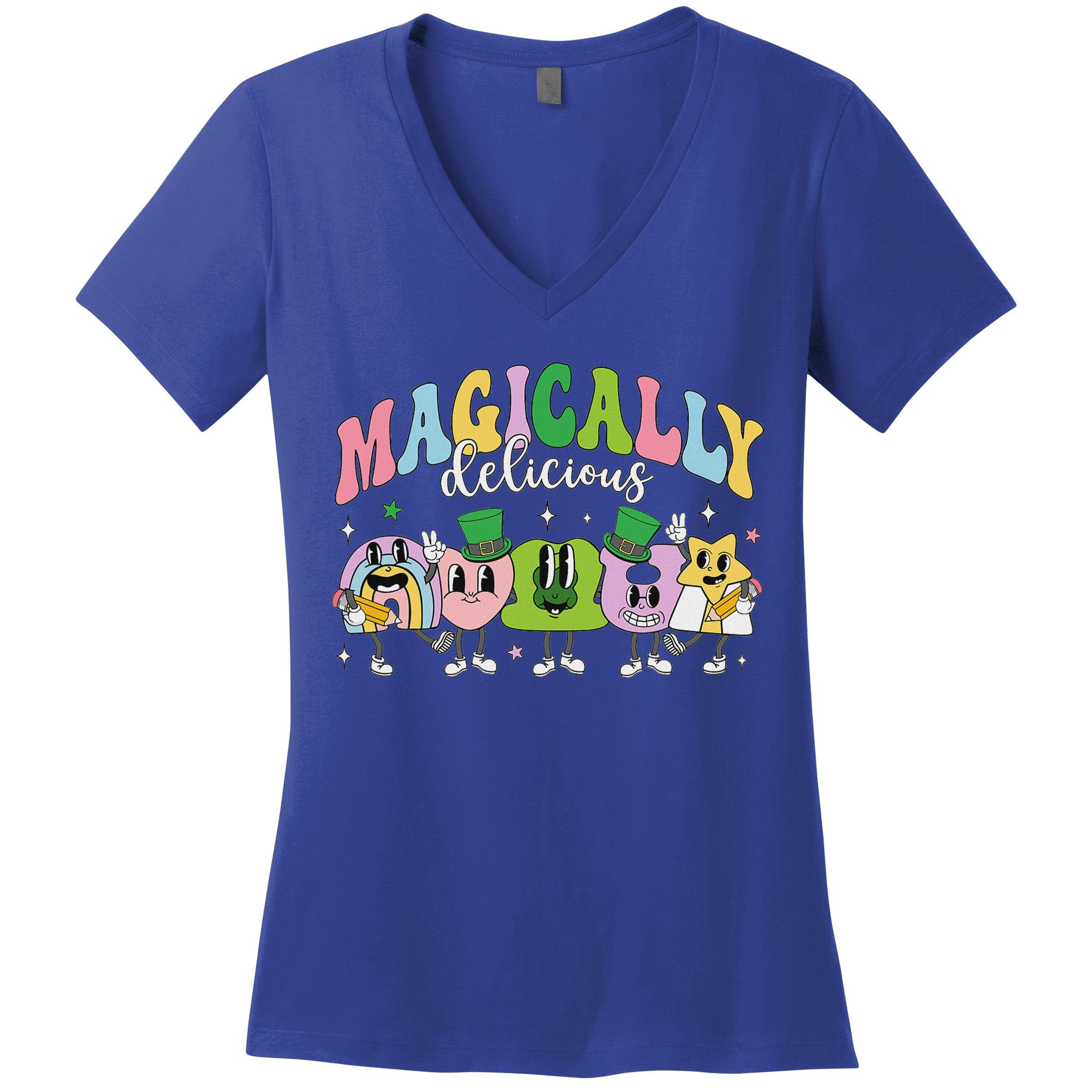 Lucky Cereal Marshmallow Shapes Magically Charms Delicious Women's V-Neck T-Shirt