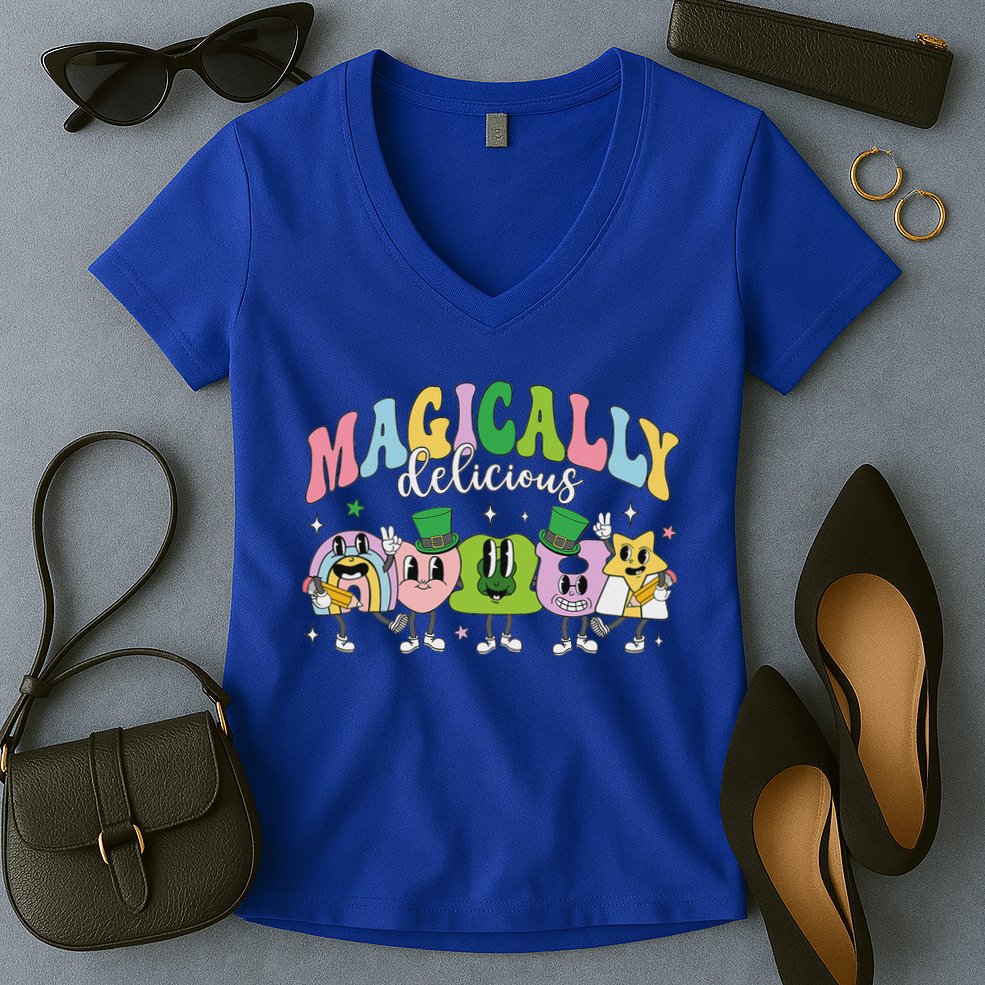 Lucky Cereal Marshmallow Shapes Magically Charms Delicious Women's V-Neck T-Shirt