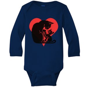 Lovely Cat Mum With Kitten Heart For Cat Lovers Baby Long Sleeve Bodysuit