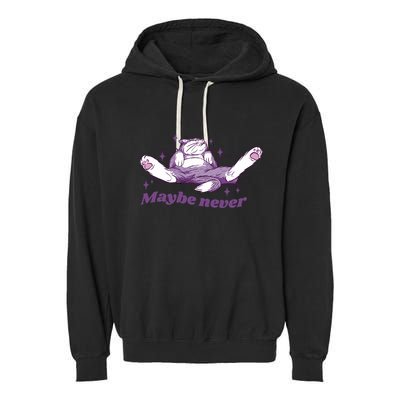 Lazy Cat Maybe Never Funny Garment-Dyed Fleece Hoodie