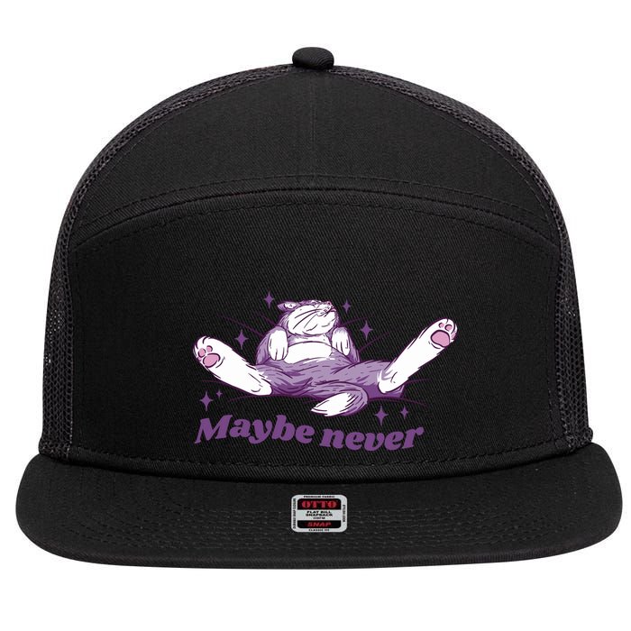 Lazy Cat Maybe Never Funny 7 Panel Mesh Trucker Snapback Hat