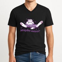 Lazy Cat Maybe Never Funny V-Neck T-Shirt