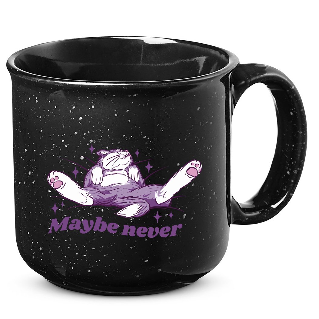Lazy Cat Maybe Never Funny 15oz Campfire Ceramic Mug