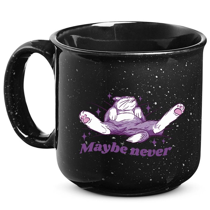 Lazy Cat Maybe Never Funny 15oz Campfire Ceramic Mug