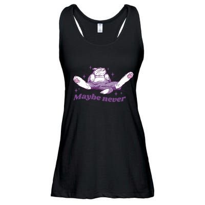 Lazy Cat Maybe Never Funny Ladies Essential Flowy Tank