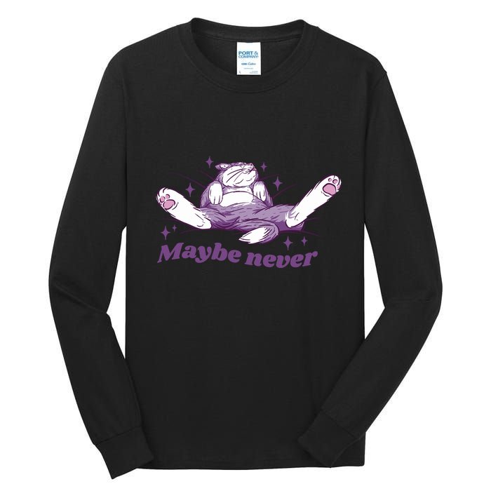 Lazy Cat Maybe Never Funny Tall Long Sleeve T-Shirt
