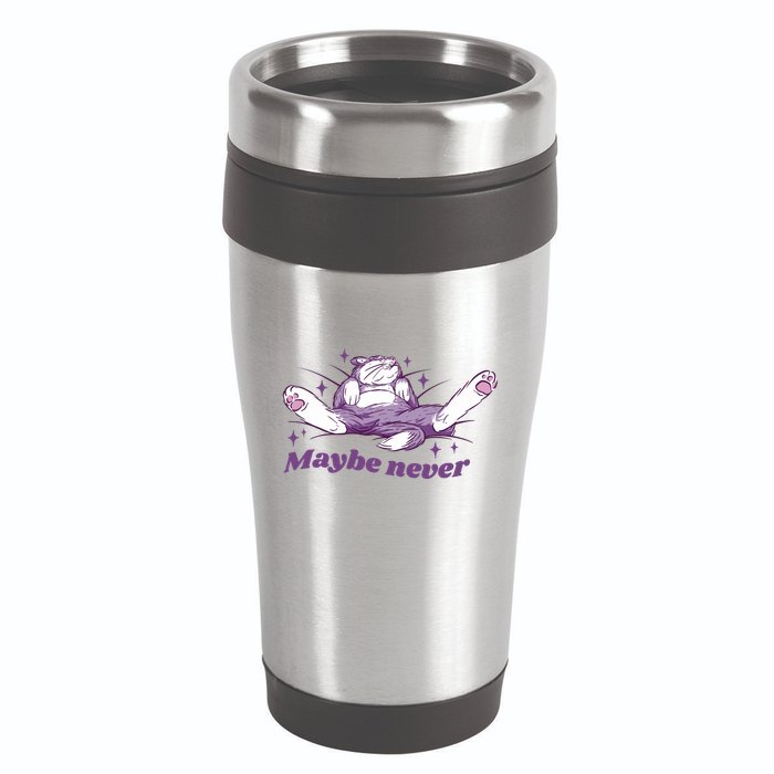 Lazy Cat Maybe Never Funny 16oz Travel Tumbler