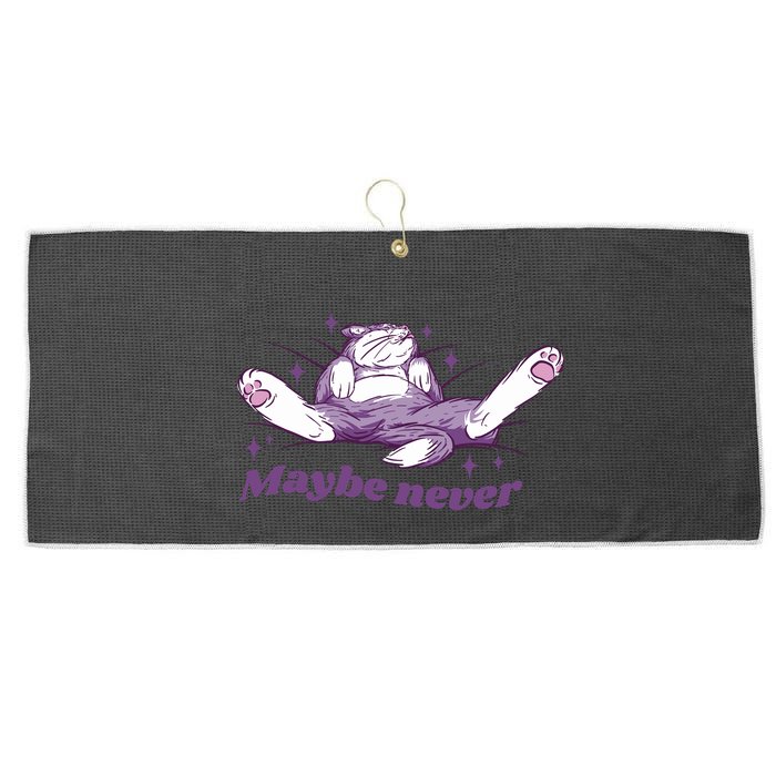 Lazy Cat Maybe Never Funny Large Microfiber Waffle Golf Towel
