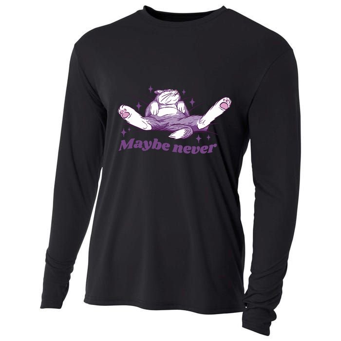 Lazy Cat Maybe Never Funny Cooling Performance Long Sleeve Crew